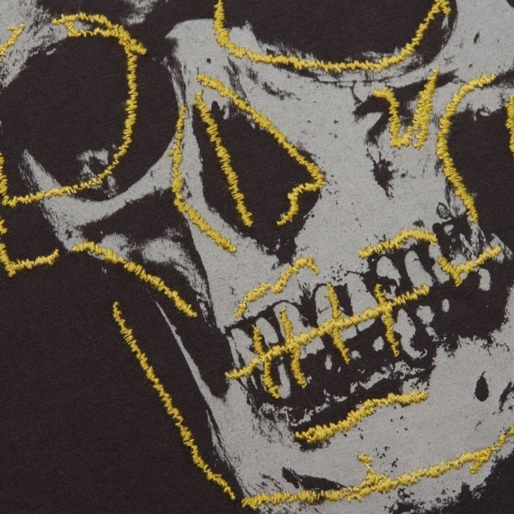 John Varvatos Skull Embroidered Crew T-Shirt Black - Picture 3 of 4